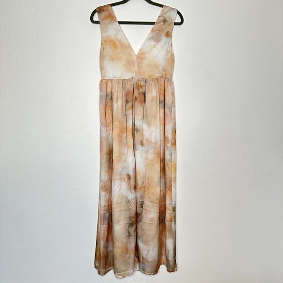 H&M Long Maxi V-neck Dress Nutural Colors Size XS NWT - Picture 5 of 7